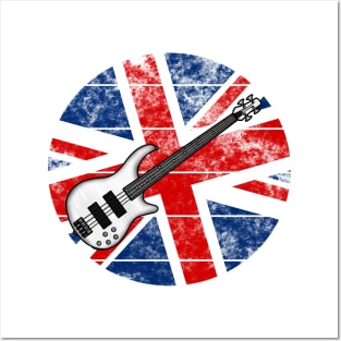 Bass Guitar UK Flag Britain Bassist British Musician Posters and Art